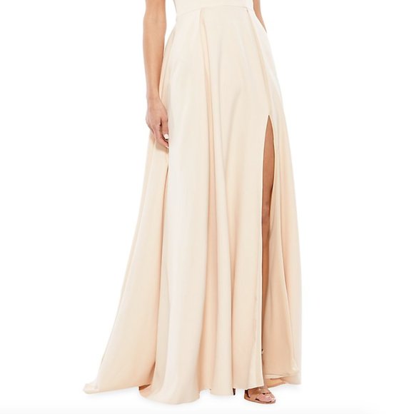 MAC DUGGAL FLORAL EMBELLISHED CAP SLEEVE A-LINE VANILLA GOWN sz 10 - Picture 6 of 7